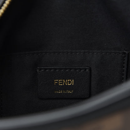 Fendi Glazed Fabric Vitello Century F is Fendi FF 1974 Stamp Patch Camera Case Mogano Panna Black 8 of 10