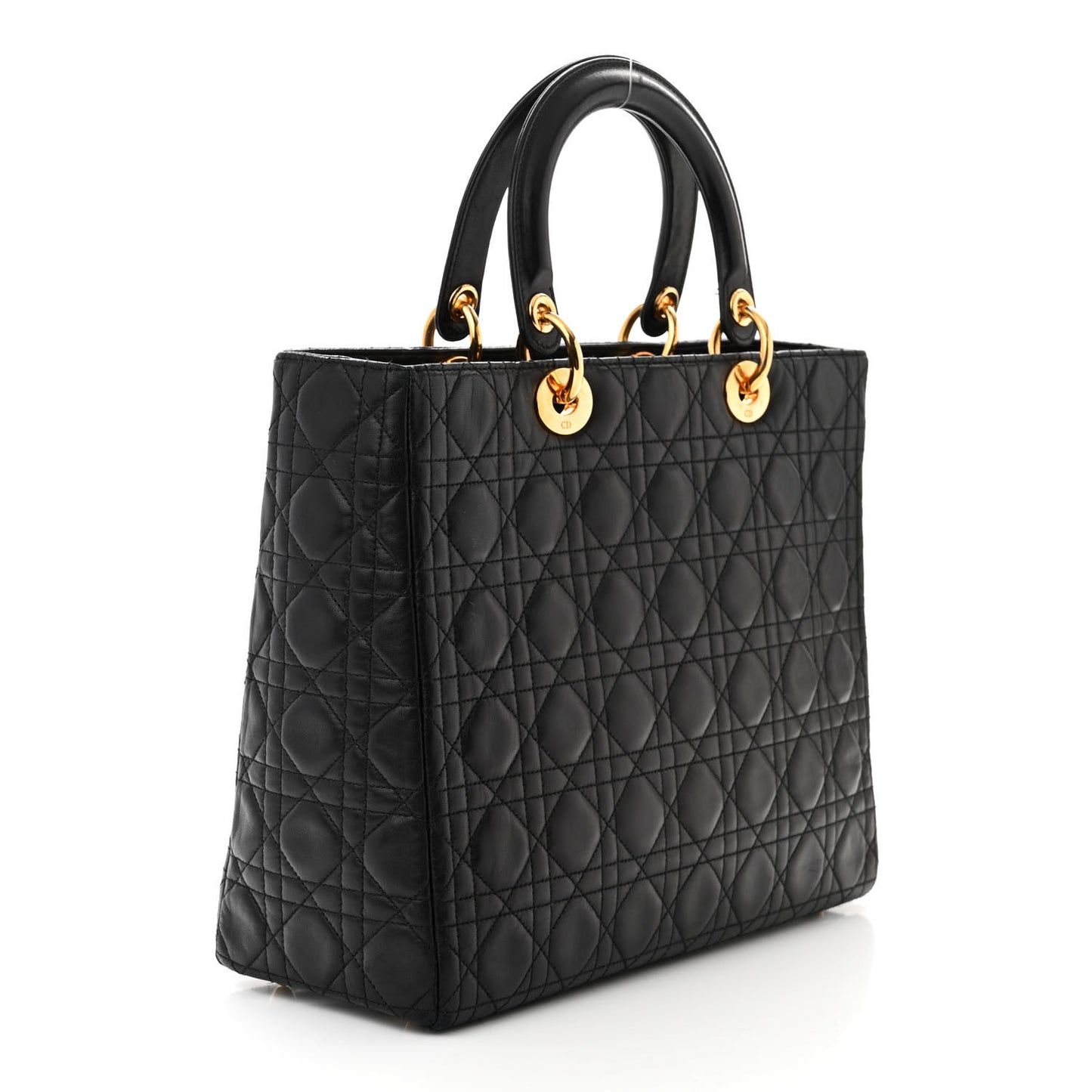 CHRISTIAN DIOR Lambskin Cannage Large Lady Dior Black