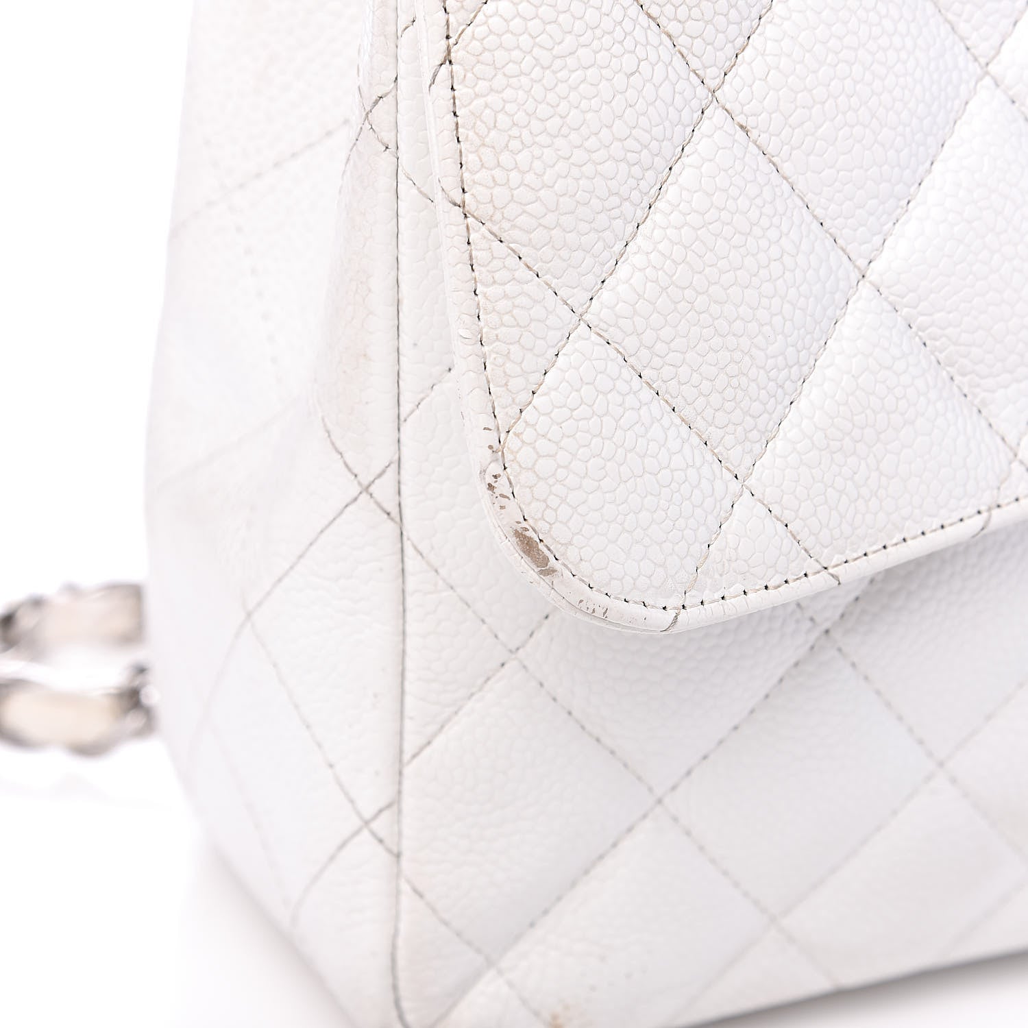 Chanel Caviar Quilted Jumbo Single Flap White 14 of 22