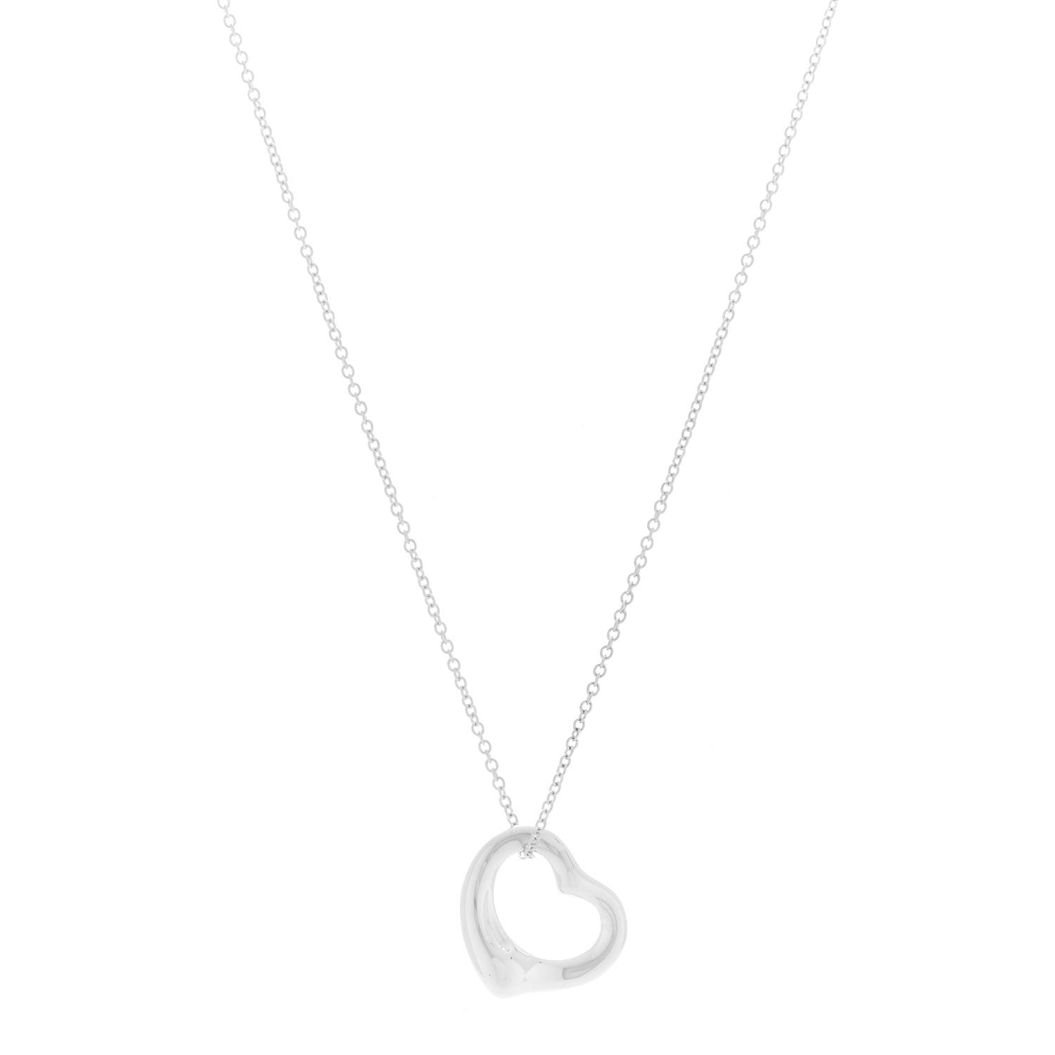 Tiffany Sterling Silver 16mm Elsa Peretti Open Heart Pendant Necklace 1 of 6