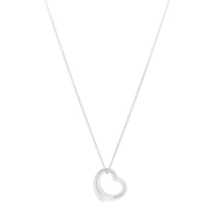 Tiffany Sterling Silver 16mm Elsa Peretti Open Heart Pendant Necklace 1 of 6