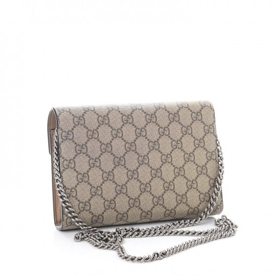 GG Supreme Monogram Mini Dionysus Chain Wallet Beige Taupe