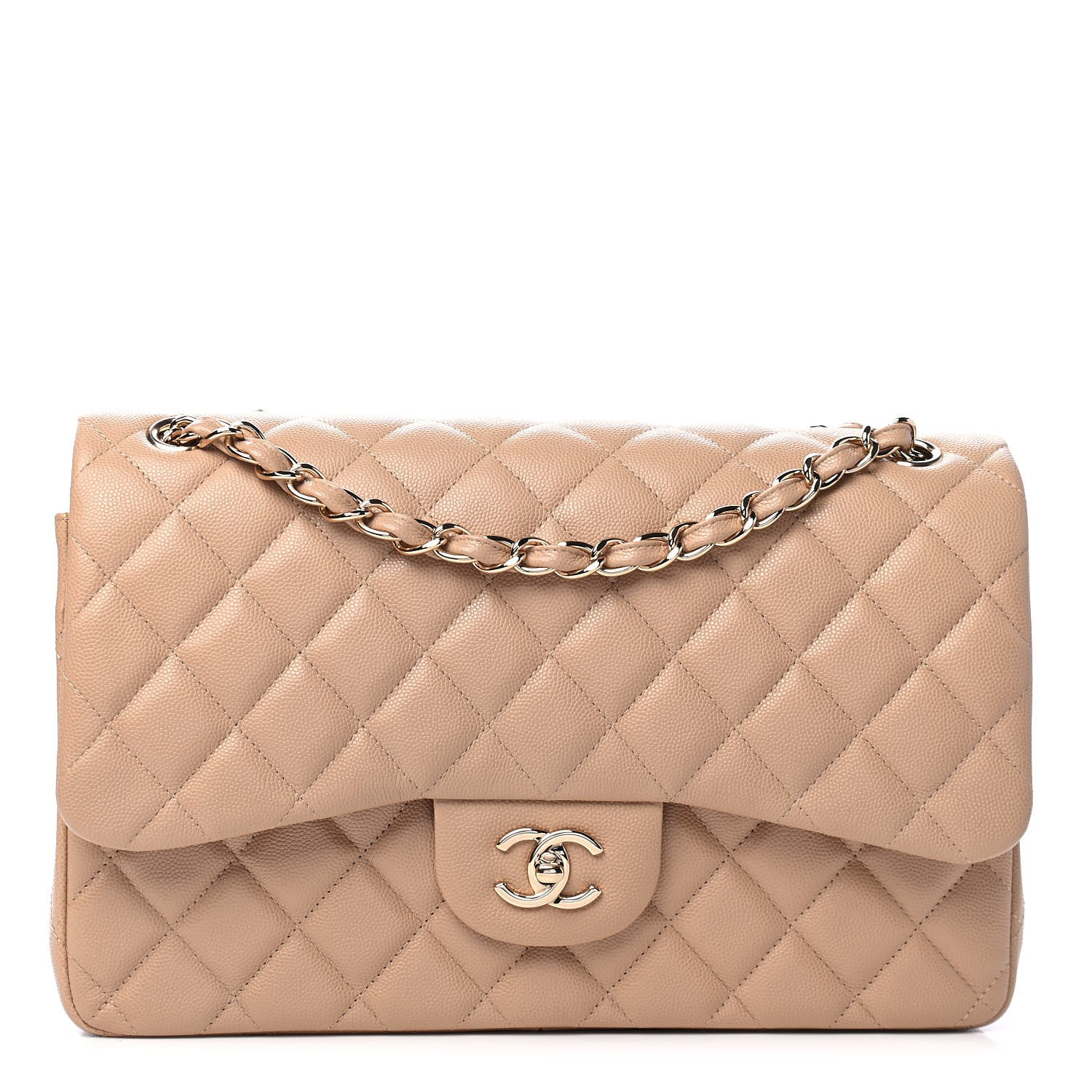 Chanel Caviar Quilted Jumbo Double Flap Beige 1 of 6