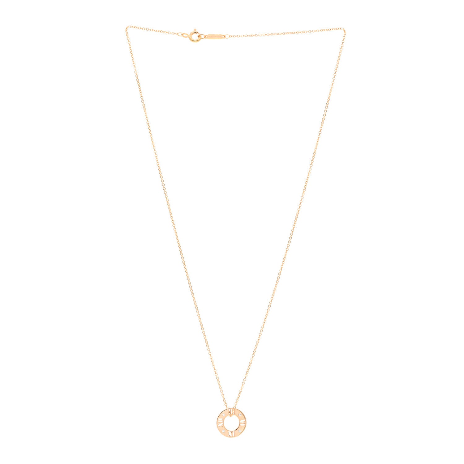 Tiffany 18K Rose Gold Diamond Atlas Pierced Pendant Necklace 3 of 4