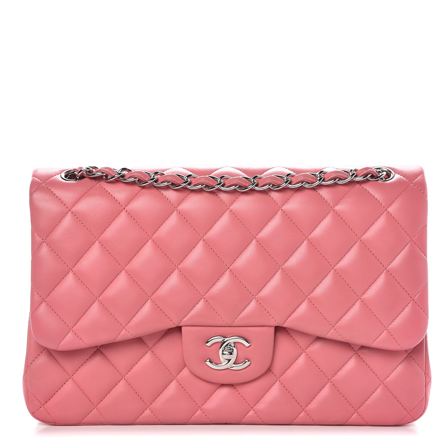 Chanel Lambskin Quilted Jumbo Double Flap Pink 1 of 7
