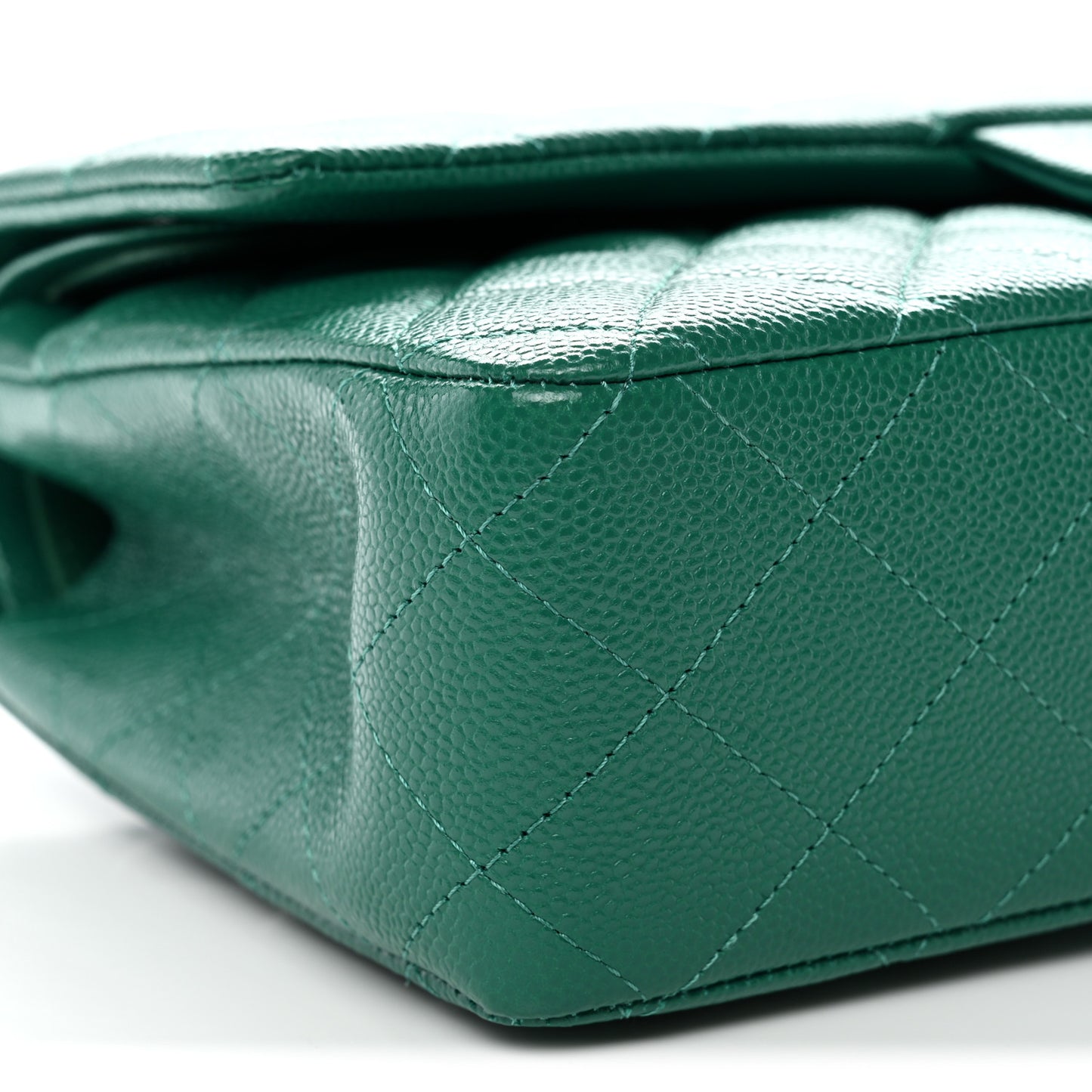 Caviar Quilted Medium Double Flap Green