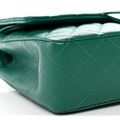 Chanel Caviar Quilted Medium Double Flap Green 9 of 11