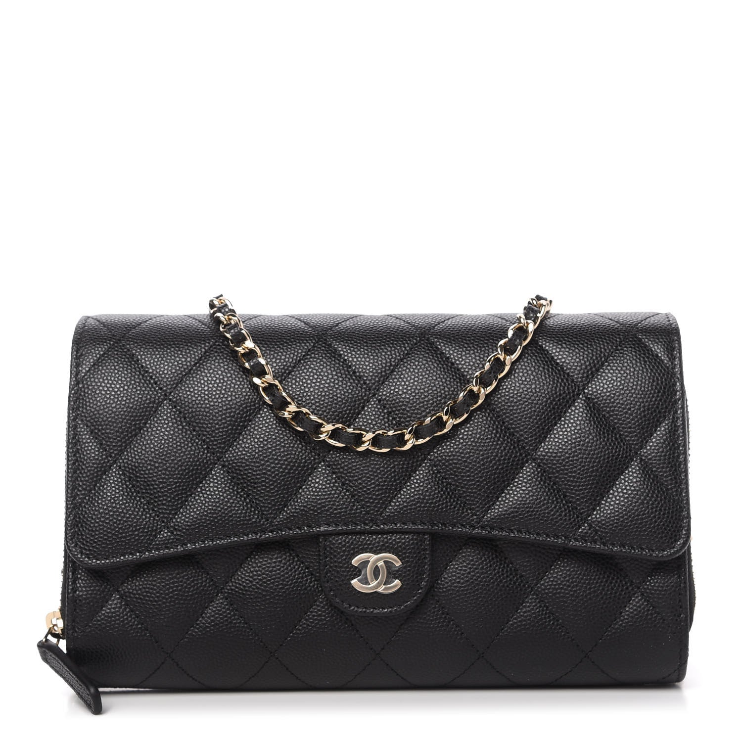 Chanel Caviar Quilted Flap Phone Holder With Chain Black 1 of 12