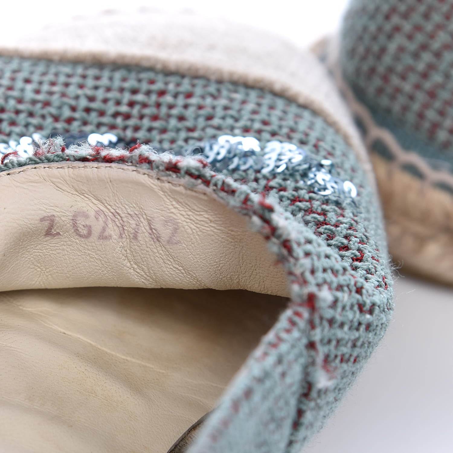 Chanel Toile Sequin CC Espadrilles 40 Green 8 of 9