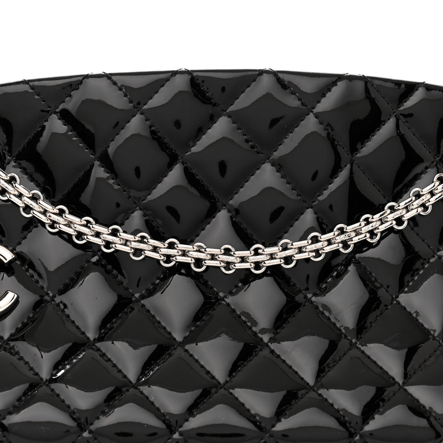 Patent Quilted Medium Just Mademoiselle Bowling Bag Black
