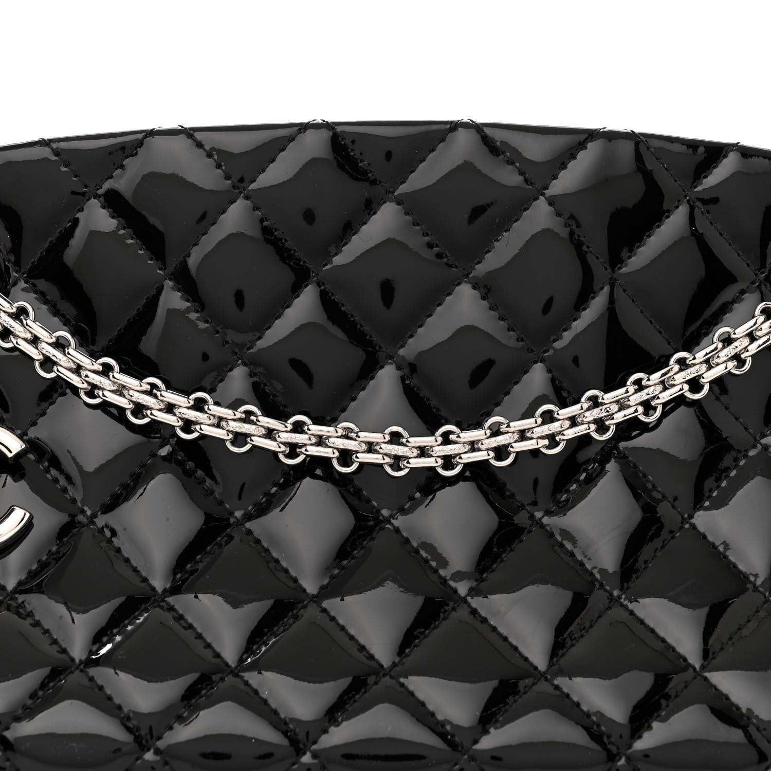 Chanel Patent Quilted Medium Just Mademoiselle Bowling Bag Black 9 of 12