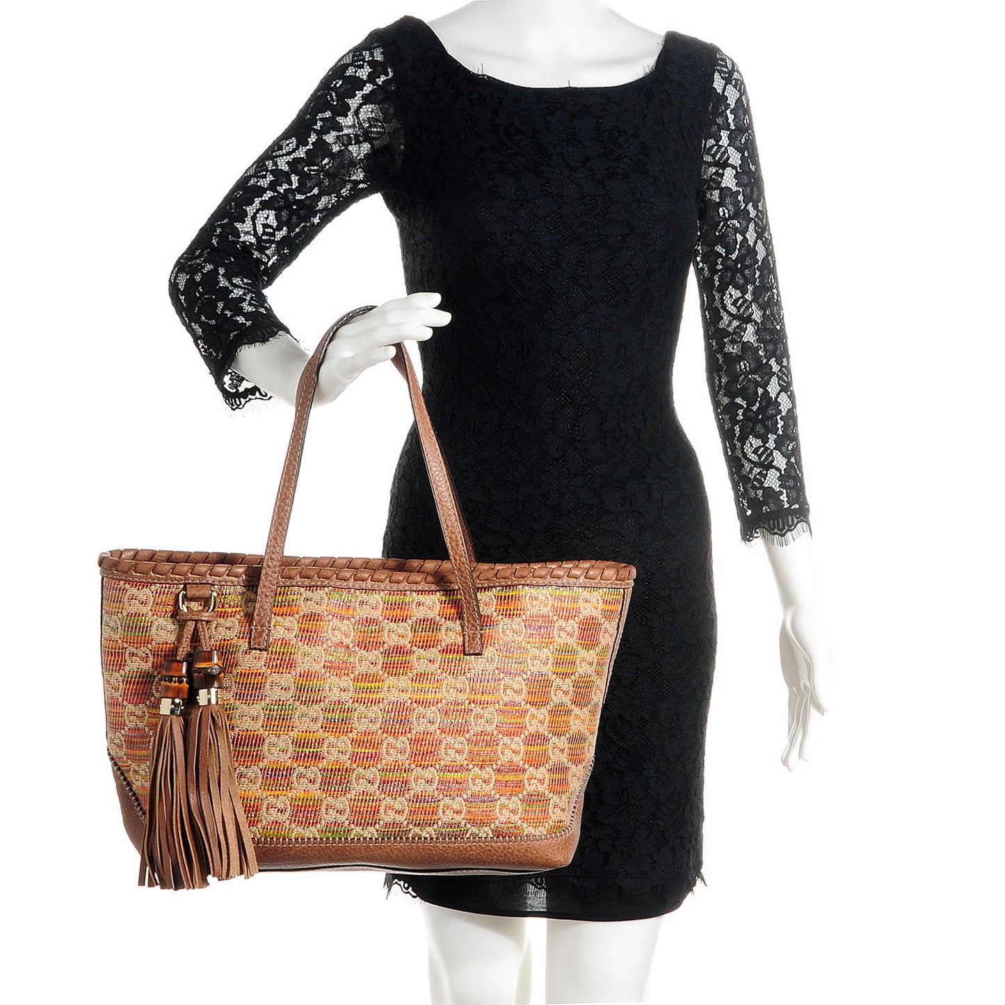 Straw Libeccio Monogram Medium Sunset Tote Multicolor