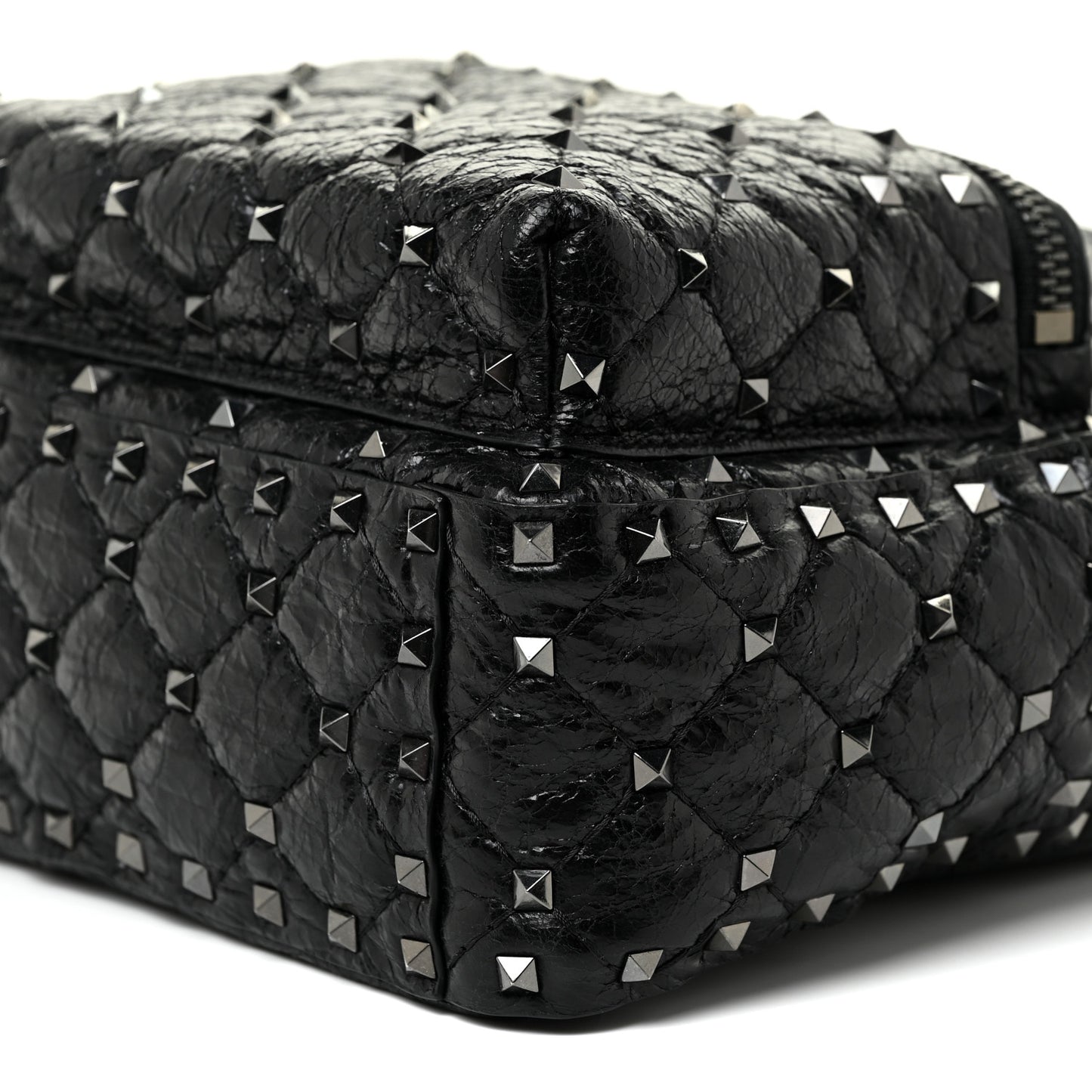 Craquele Nappa Quilted Mini Rockstud Spike Backpack Black