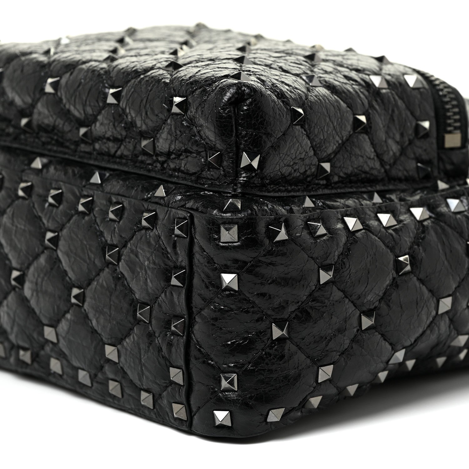 Valentino Garavani Craquele Nappa Quilted Mini Rockstud Spike Backpack Black 9 of 9