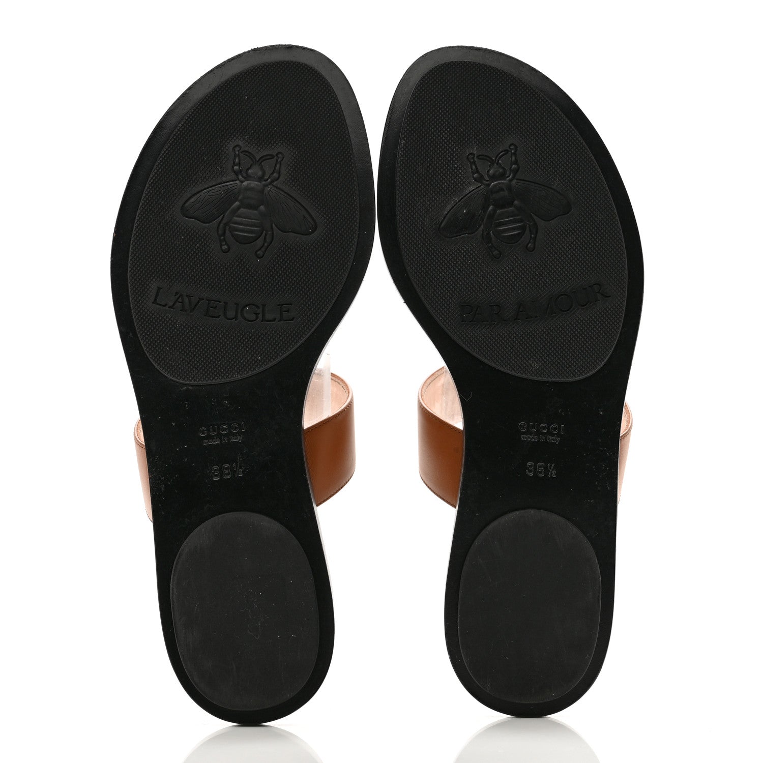 Gucci Calfskin GG Marmont Thong Sandals 38.5 Cognac 5 of 8