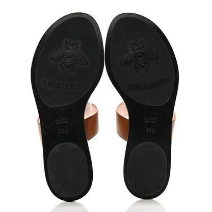 Gucci Calfskin GG Marmont Thong Sandals 38.5 Cognac 5 of 8