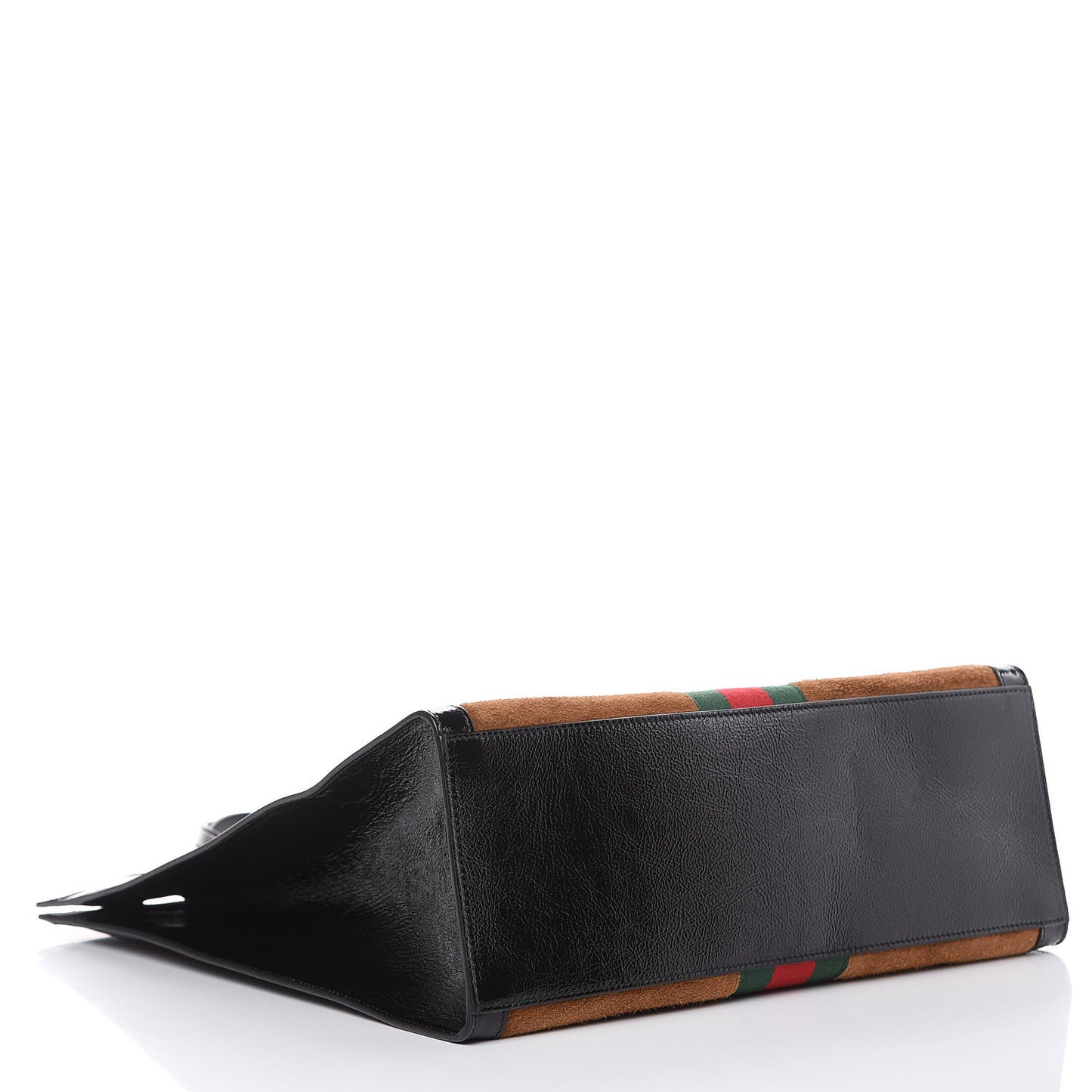 Suede Patent Web Ophidia Vertical Tote Nocciola Black