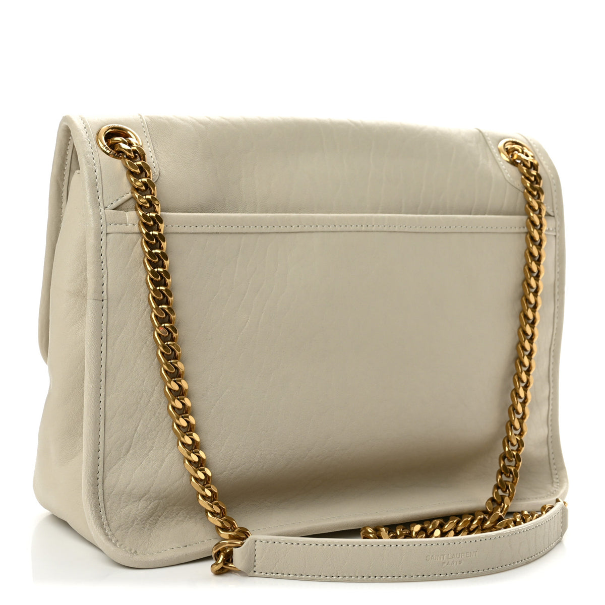 Saint Laurent Grained Lambskin Monogram Medium Niki Chain Satchel Crema Soft 3 of 12