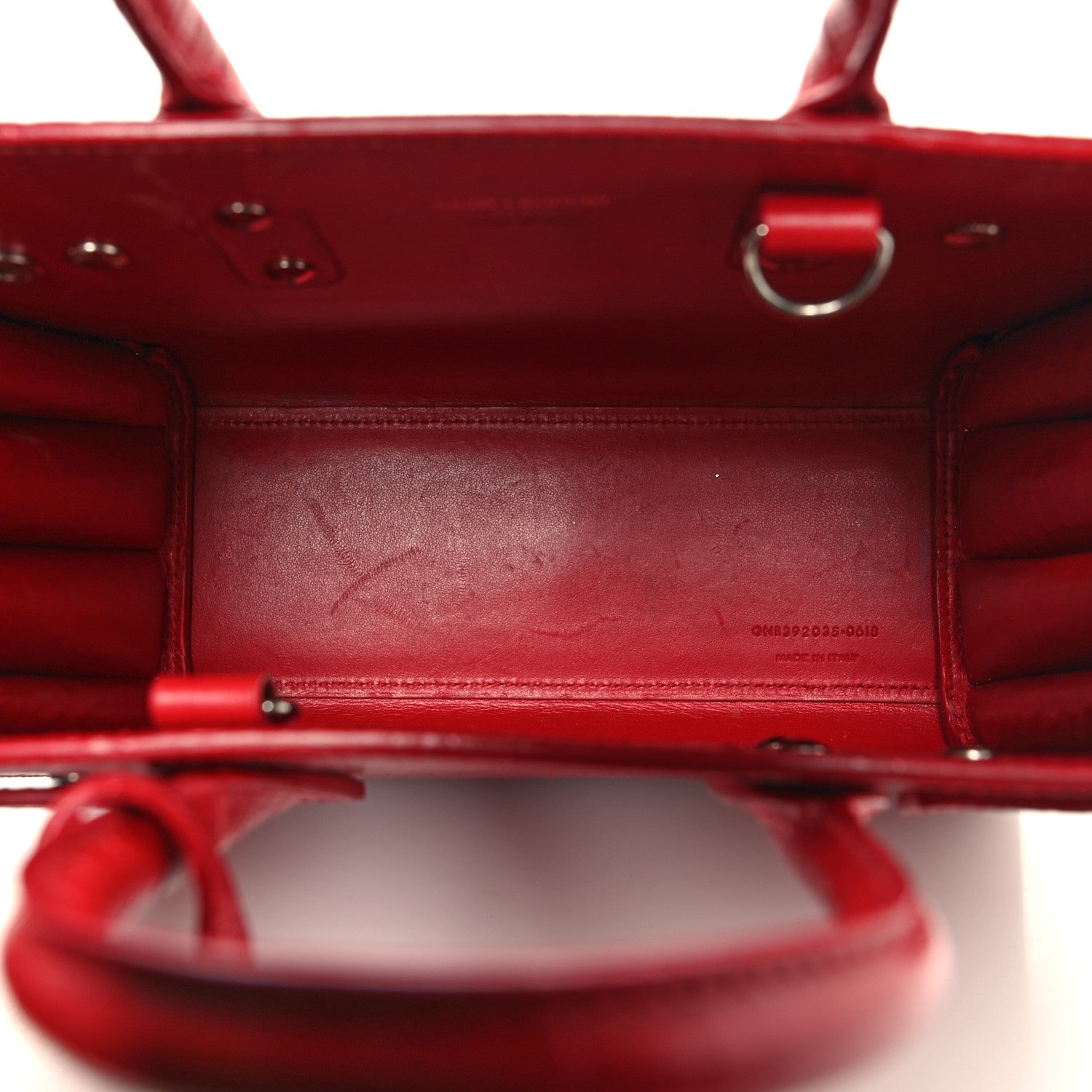 Saint Laurent Calfskin Crocodile Embossed Nano Sac De Jour Red 5 of 10