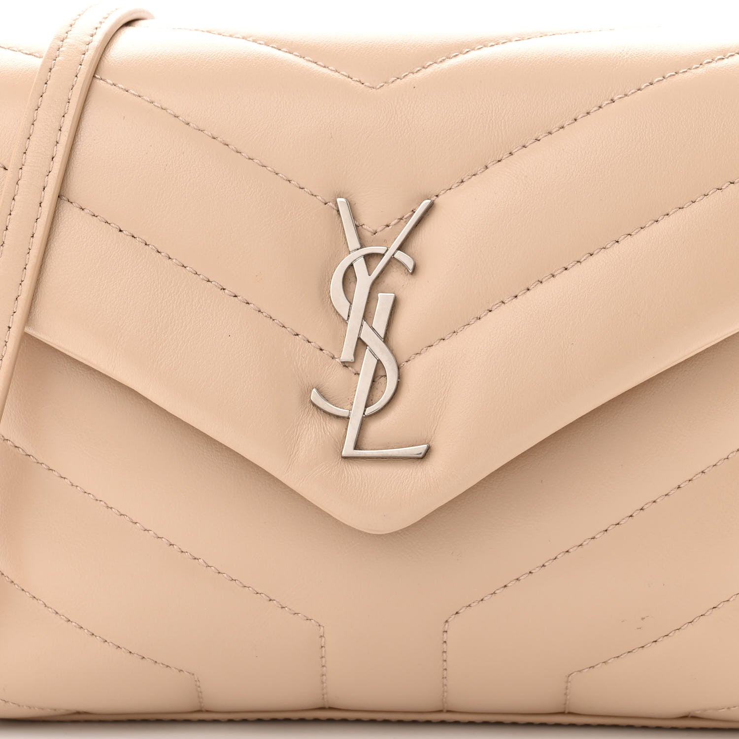 Saint Laurent Calfskin Y Quilted Monogram Toy Loulou Crossbody Bag Nude Powder 8 of 13
