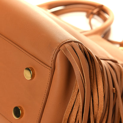 Saint Laurent Calfskin Small Rive Gauche Fringe Tote Tan 11 of 12