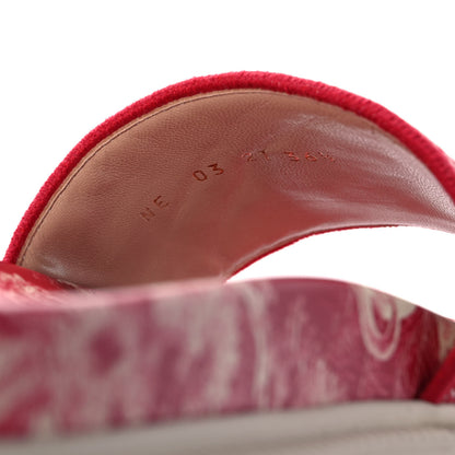 Christian Dior Canvas Toile de Jouy Embroidered Dway 10mm Slide Sandals 36.5 Off White Raspberry 6 of 8