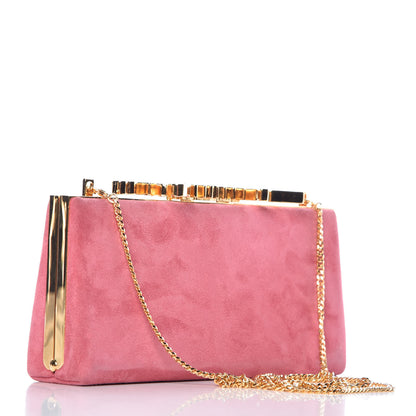 Jimmy Choo Suede Celeste Logo Clutch Pink Gold 3 of 13
