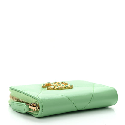 Chanel Lambskin Quilted 19 Zip Around Coin Purse Wallet Green 5 of 11