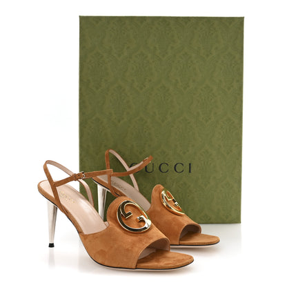 Gucci Suede Blondie 85mm Slingback Sandals 39.5 Cognac 9 of 9