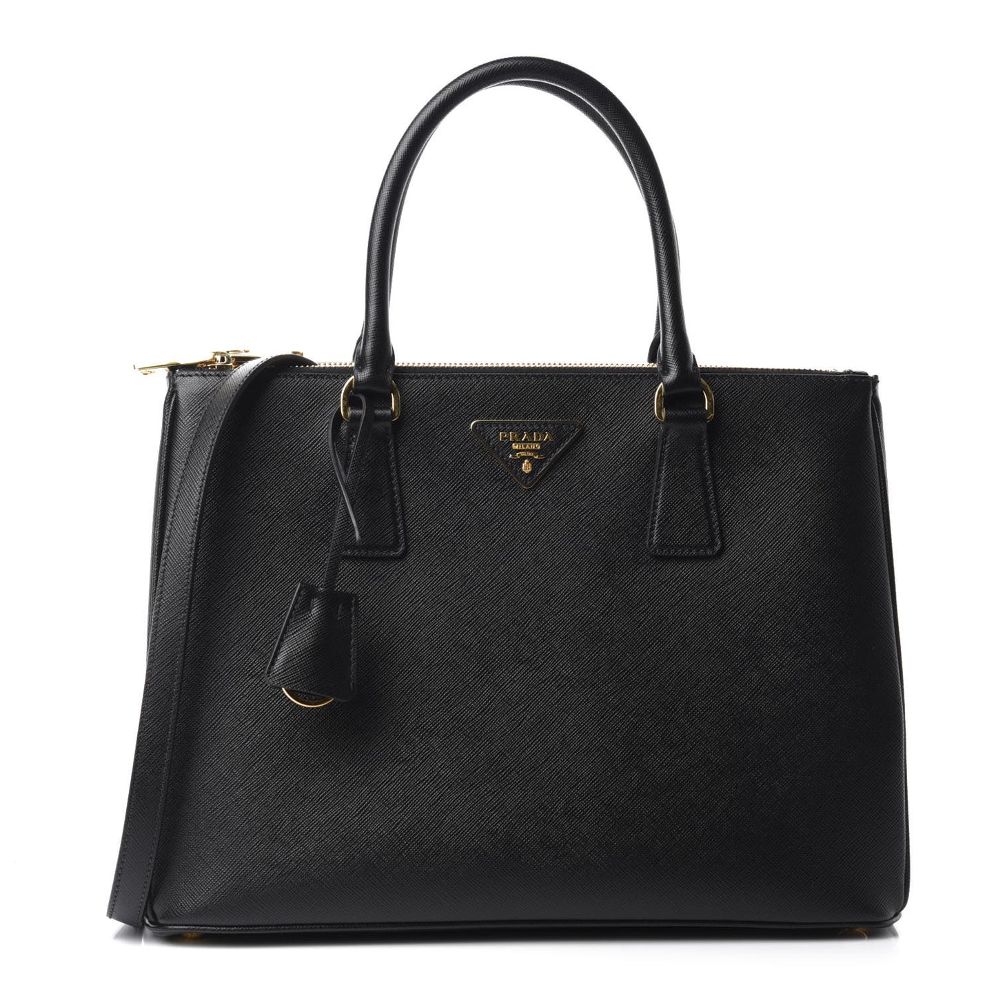 Saffiano Medium Galleria Double Zip Tote Black