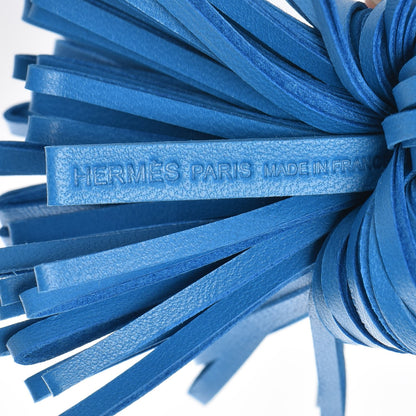 Hermes Lambskin Carmen Tassel Key Holder Bleu Zanzibar 4 of 5