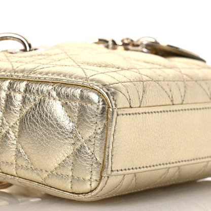 Christian Dior Metallic Lambskin Cannage Micro Lady D-Joy Gold 9 of 10