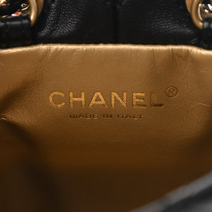 Chanel Lambskin Quilted Pearl Crush Drawstring Bag Black 6 of 11