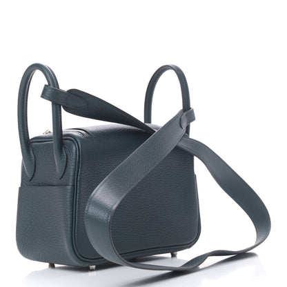 Hermes Taurillon Clemence Mini Lindy 20 Vert Cypress 1 of 3