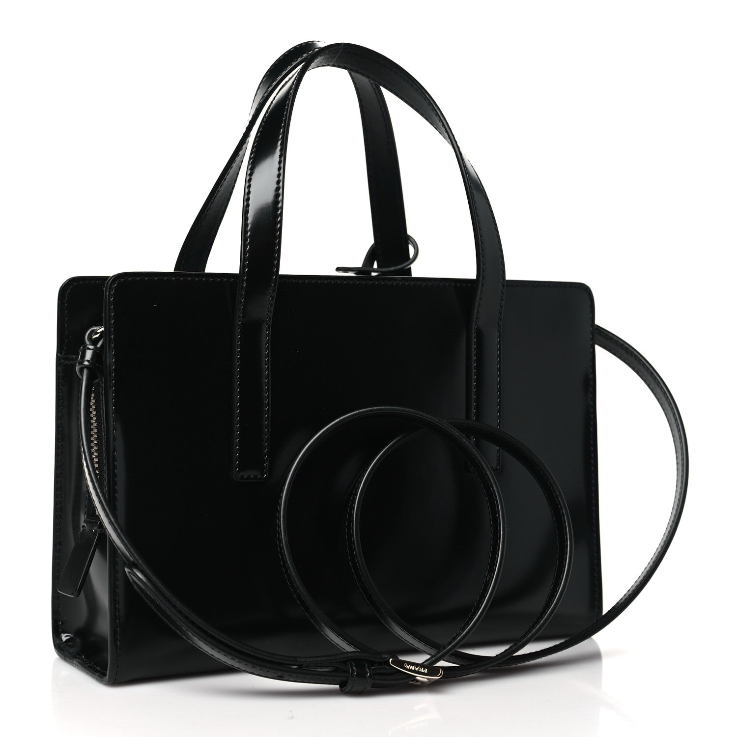 Prada Spazzolato Mini Re-Edition 1995 Double Handle Handbag Black 3 of 10