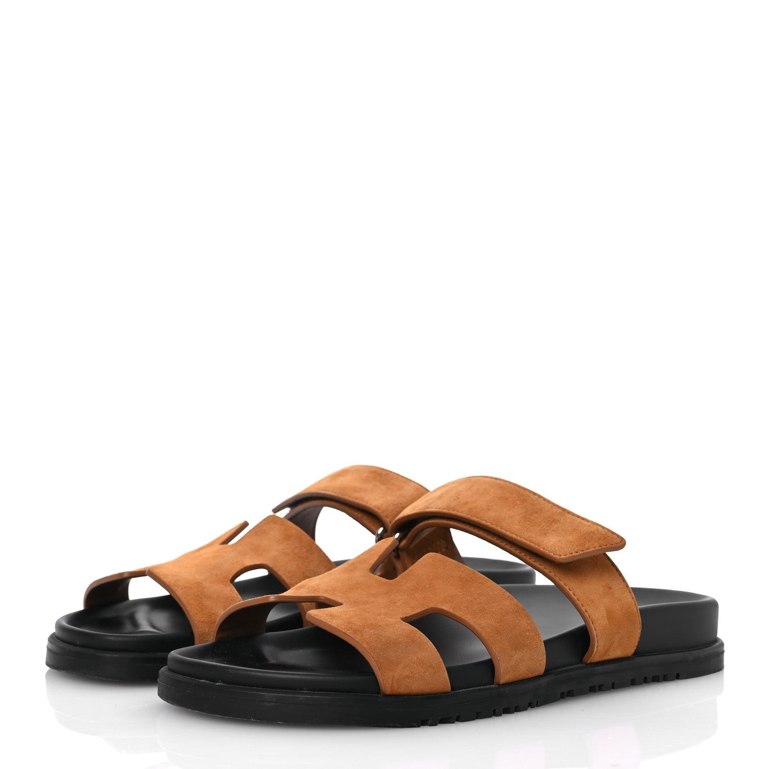 Hermes Suede Goatskin Womens Chypre Sandals 38 Naturel 38 4 of 16