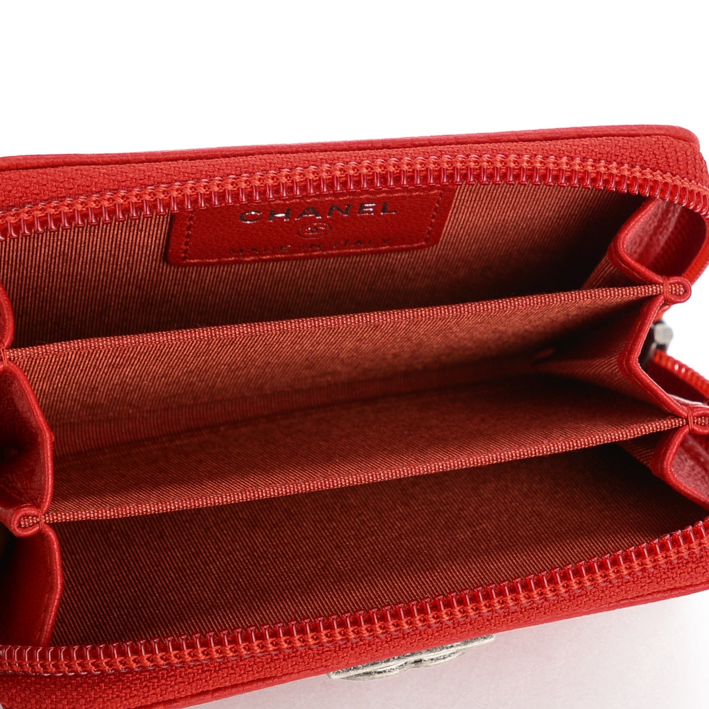 Caviar Quilted Boy Zip Around Coin Purse Wallet Red