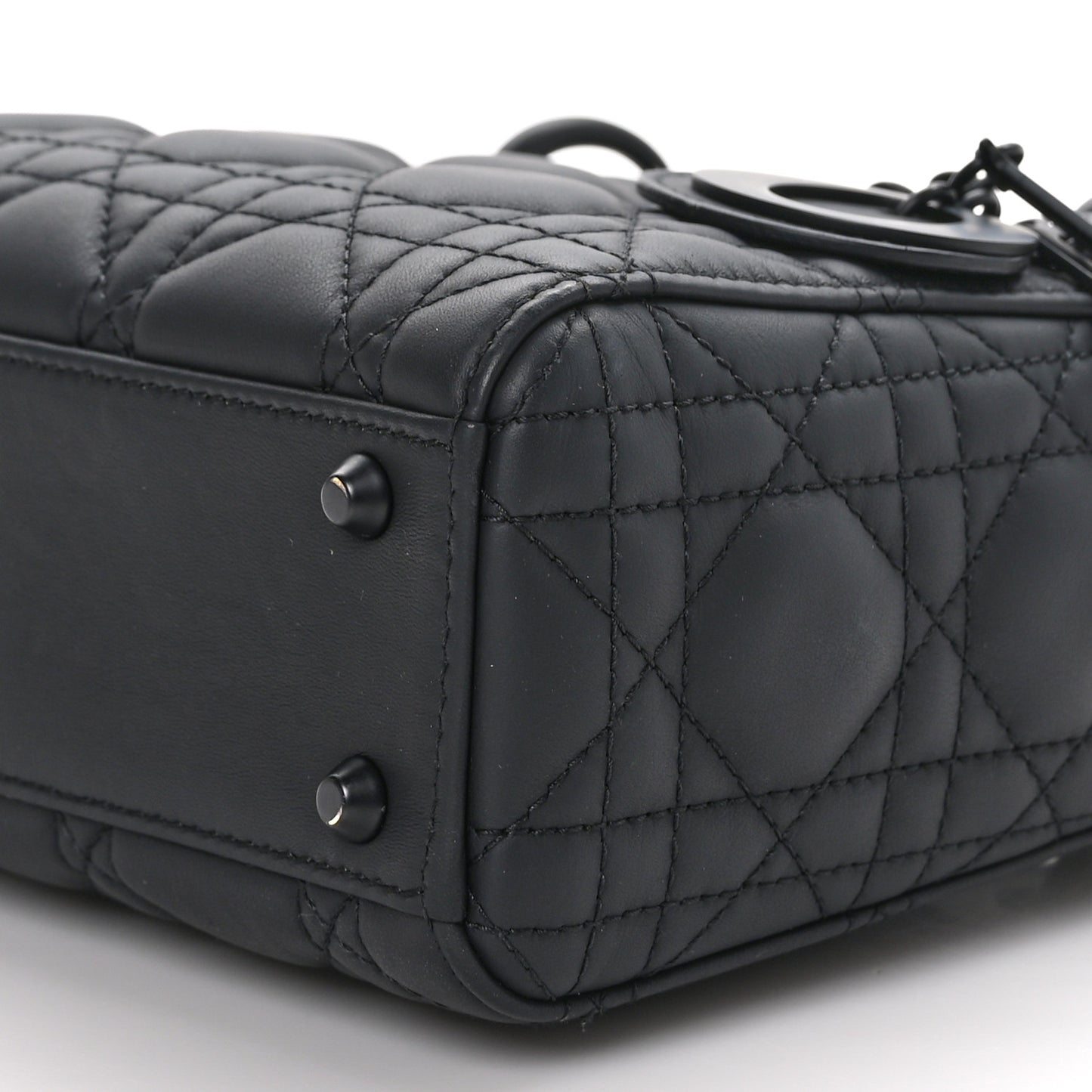 CHRISTIAN DIOR Ultra Matte Calfskin Cannage Mini Lady Dior Black
