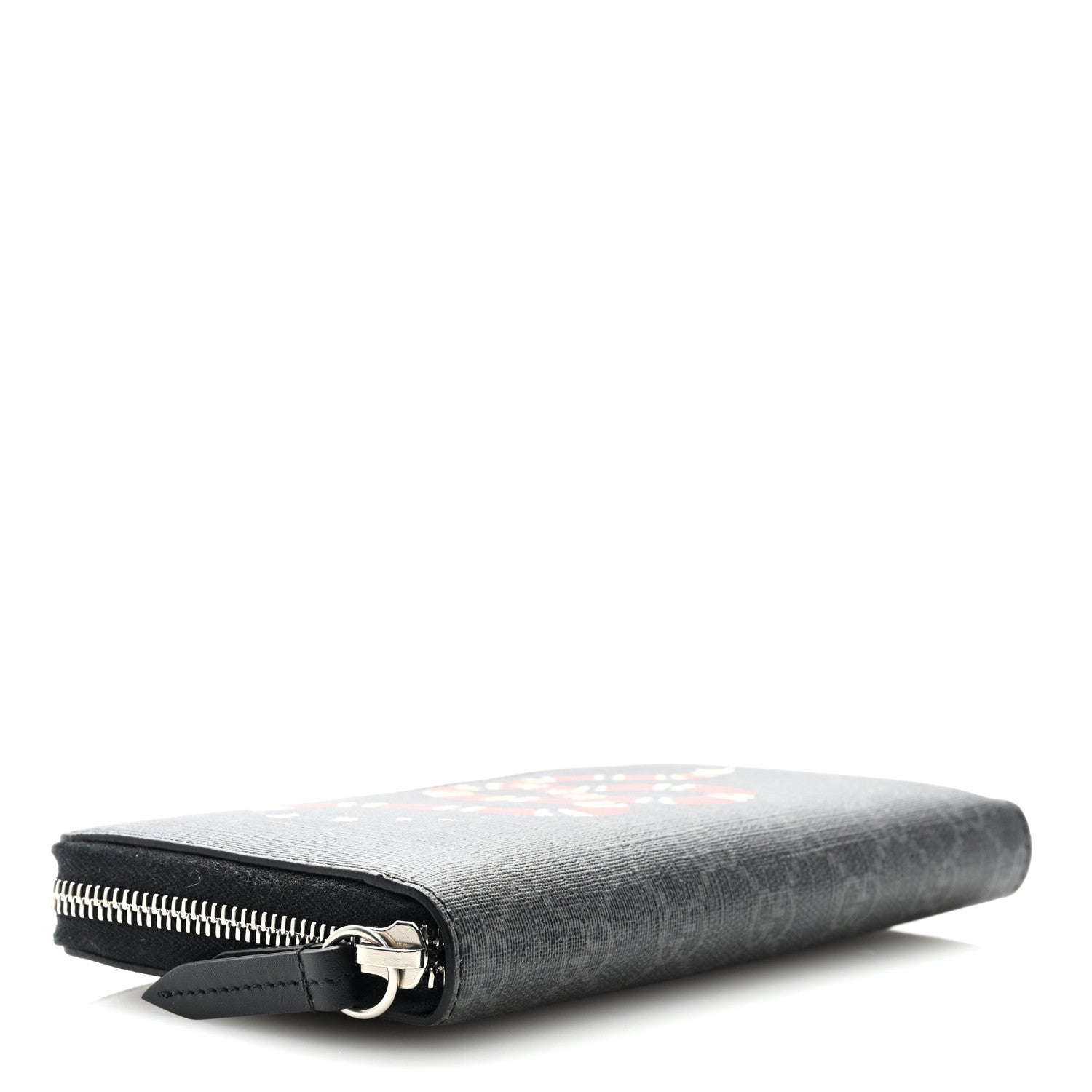Gucci GG Supreme Monogram Kingsnake Zip Around Wallet Black Grey 4 of 6