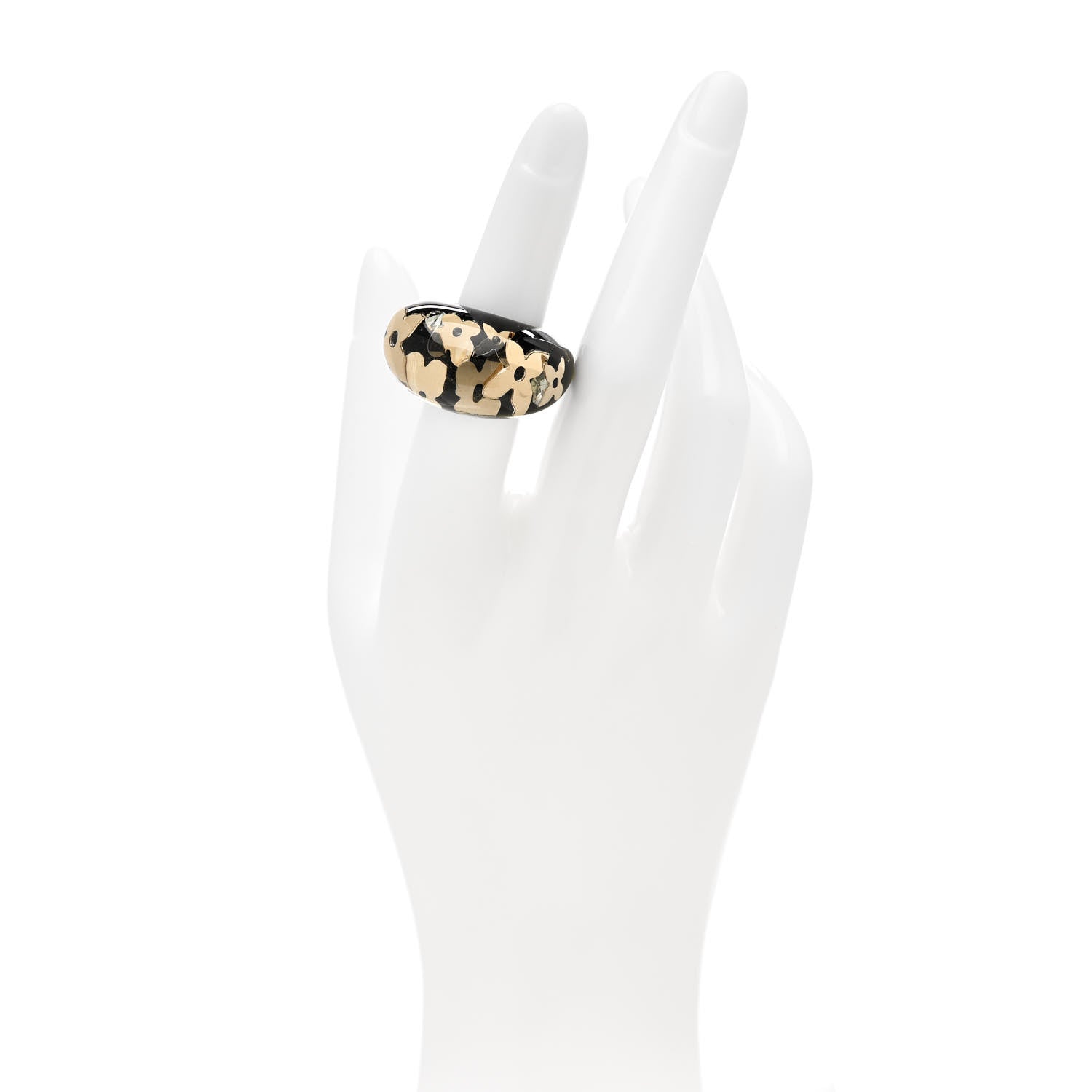 Louis Vuitton Resin Swarovski Crystal Inclusion Ring 50 5.5 Black 2 of 6