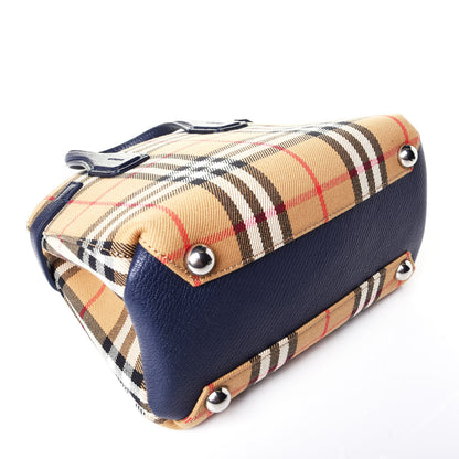 Burberry Goatskin Vintage Check Baby Banner Tote Regency Blue 4 of 9