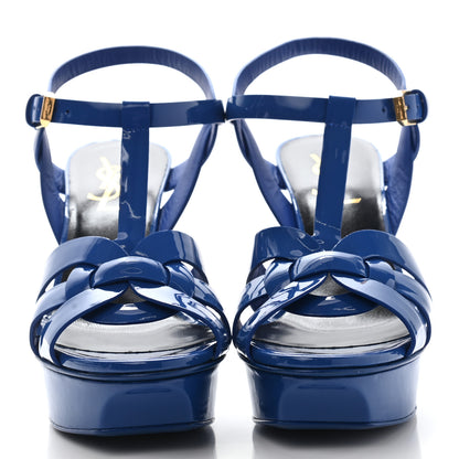 Saint Laurent Patent Tribute 105 Platform Sandals 35.5 Royal Blue 2 of 11