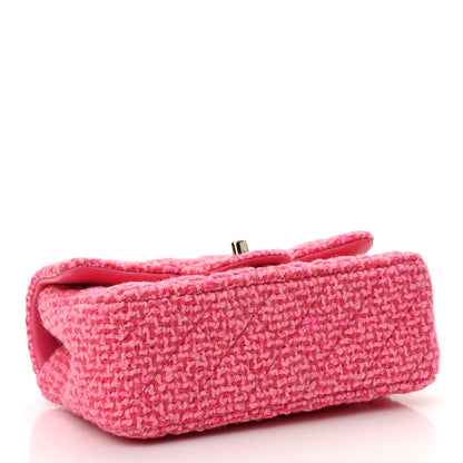 Chanel Wool Tweed Quilted Mini Rectangular Flap Dark Pink Fuchsia 4 of 11