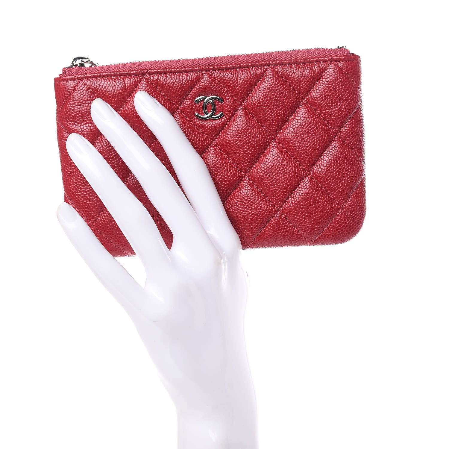 Chanel Caviar Quilted Small Cosmetic Case Dark Pink 2 of 8