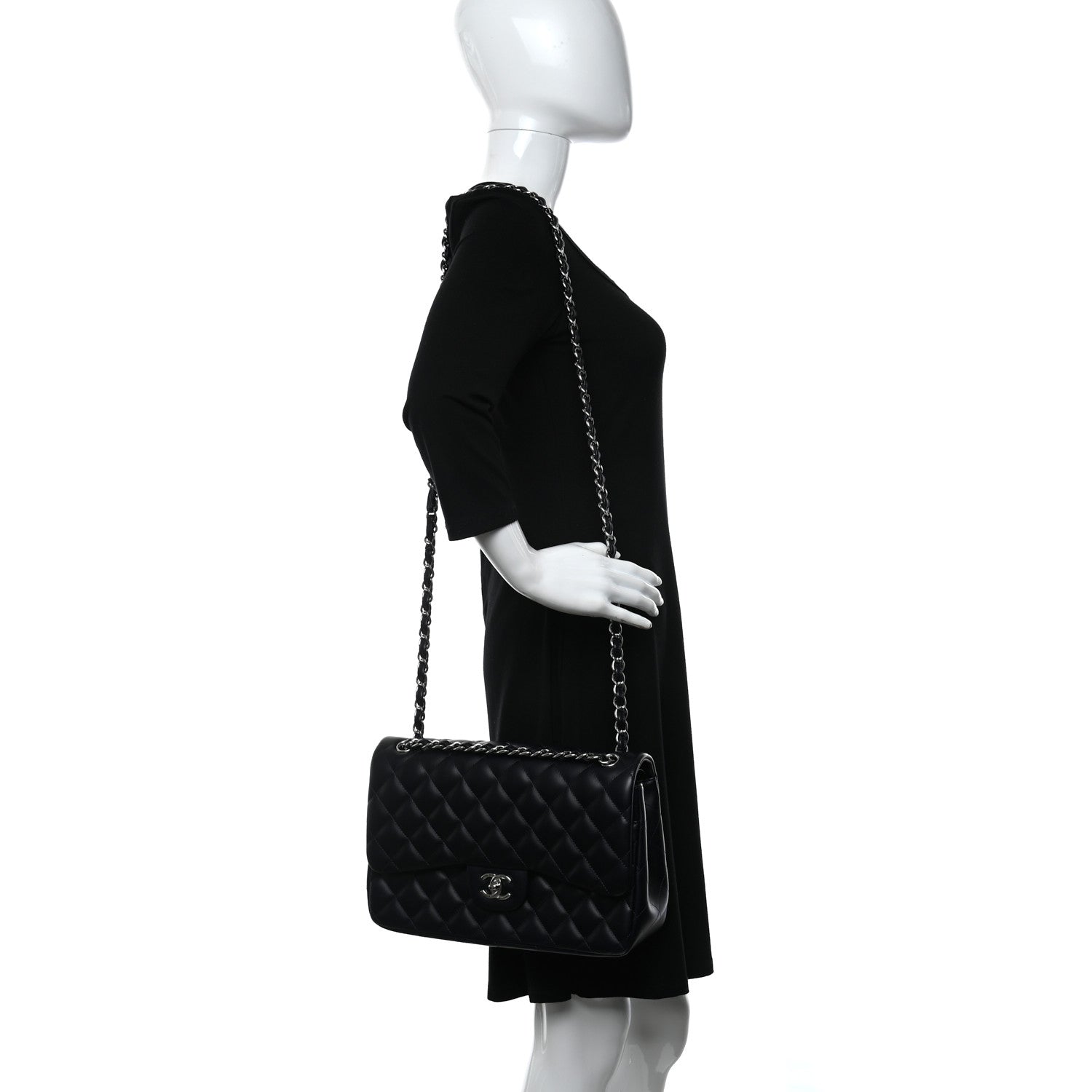 Chanel Lambskin Quilted Jumbo Double Flap Dark Blue 3 of 11