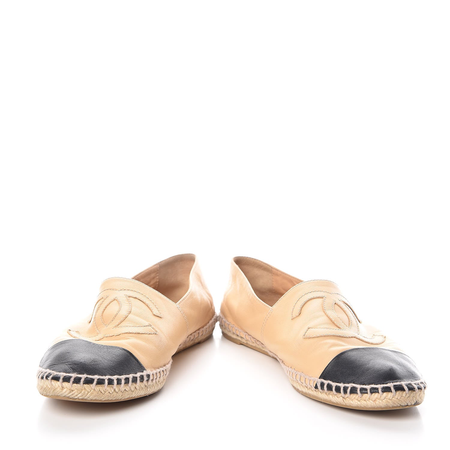 Chanel Lambskin CC Espadrilles 40 Beige Black 5 of 14