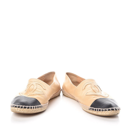 Chanel Lambskin CC Espadrilles 40 Beige Black 5 of 14