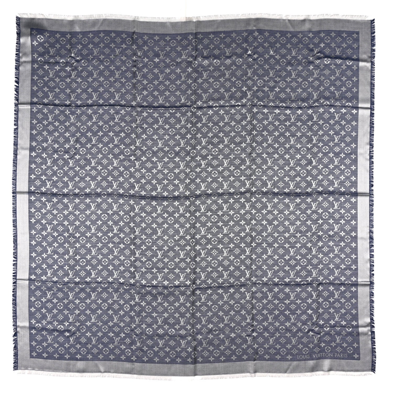 Louis Vuitton Silk Wool Monogram Denim Shawl Blue 1 of 4