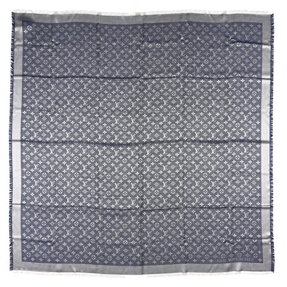 Louis Vuitton Silk Wool Monogram Denim Shawl Blue 1 of 4
