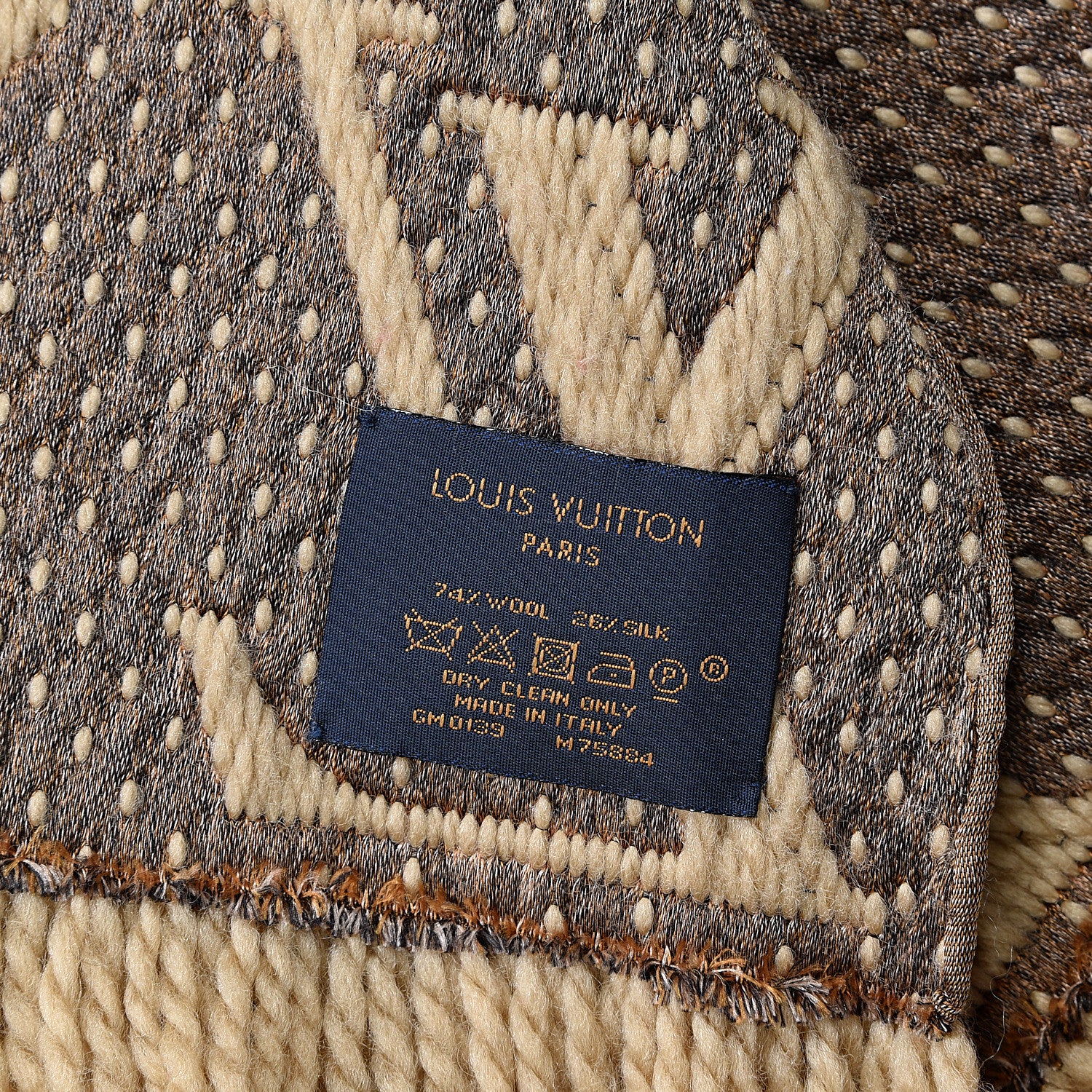 Louis Vuitton Wool Silk Monogram Giant Jungle Logomania Shine Scarf Beige 3 of 3